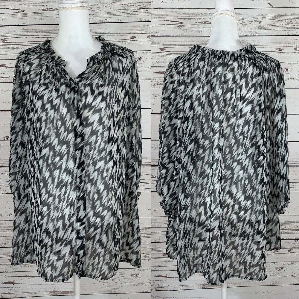 Worthington semi-sheer button down blouse - Picture 1 of 8